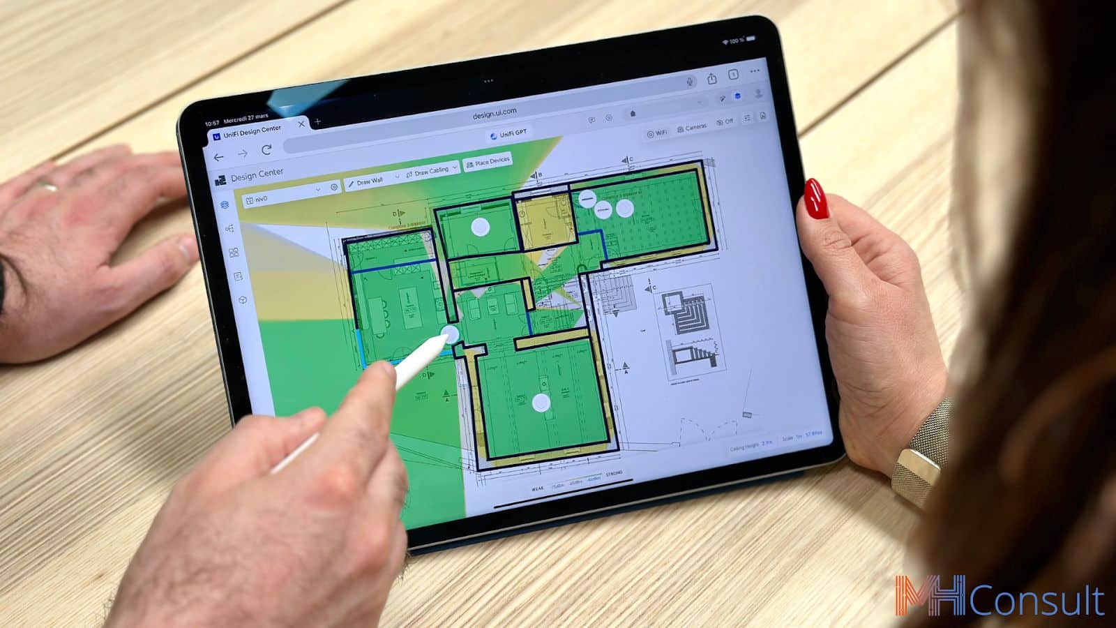 Carte de couverture wifi relevée lors d'un audit réseau MHConsult